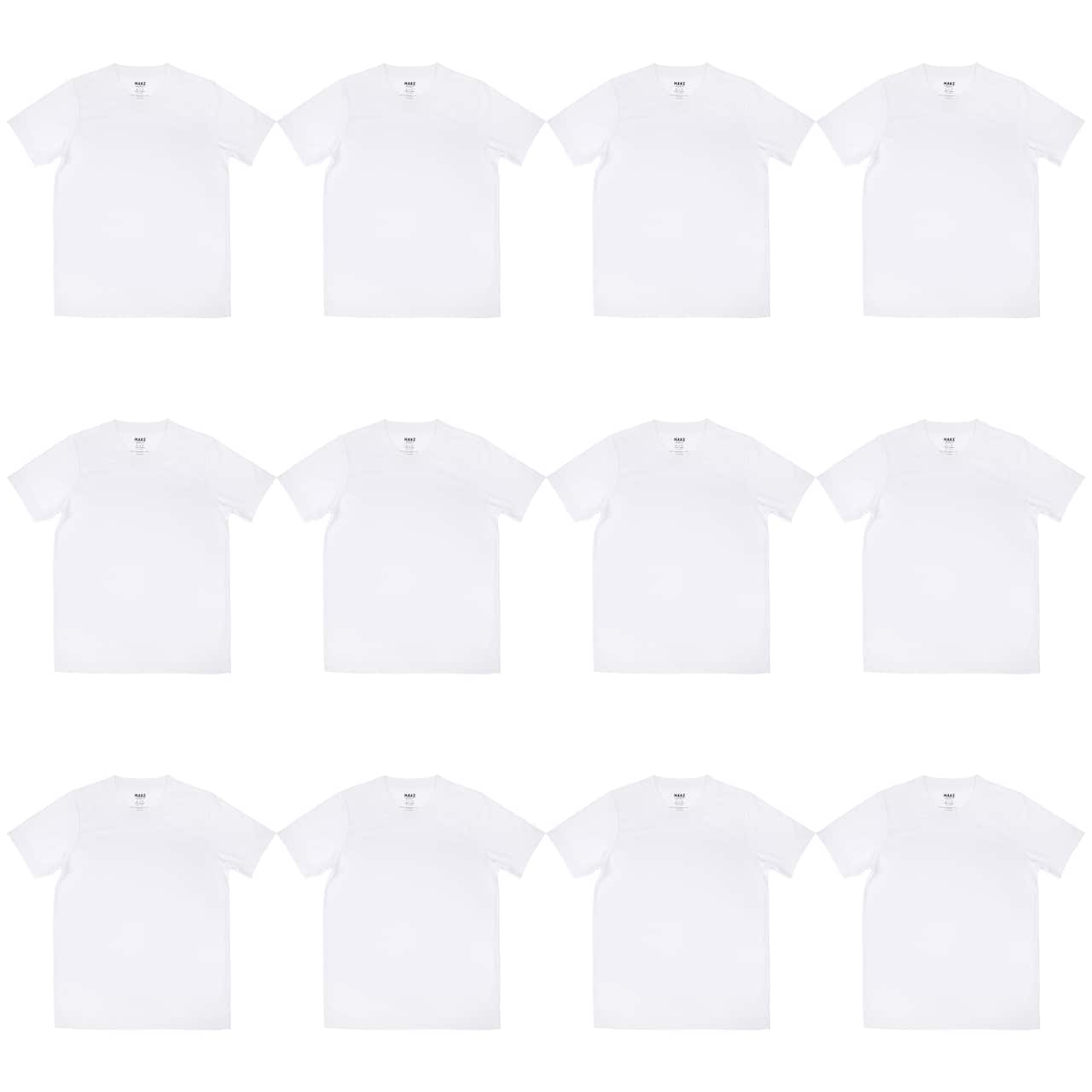 12 Pack: White Adult Polyester Crew Neck T-Shirt by Make Market®